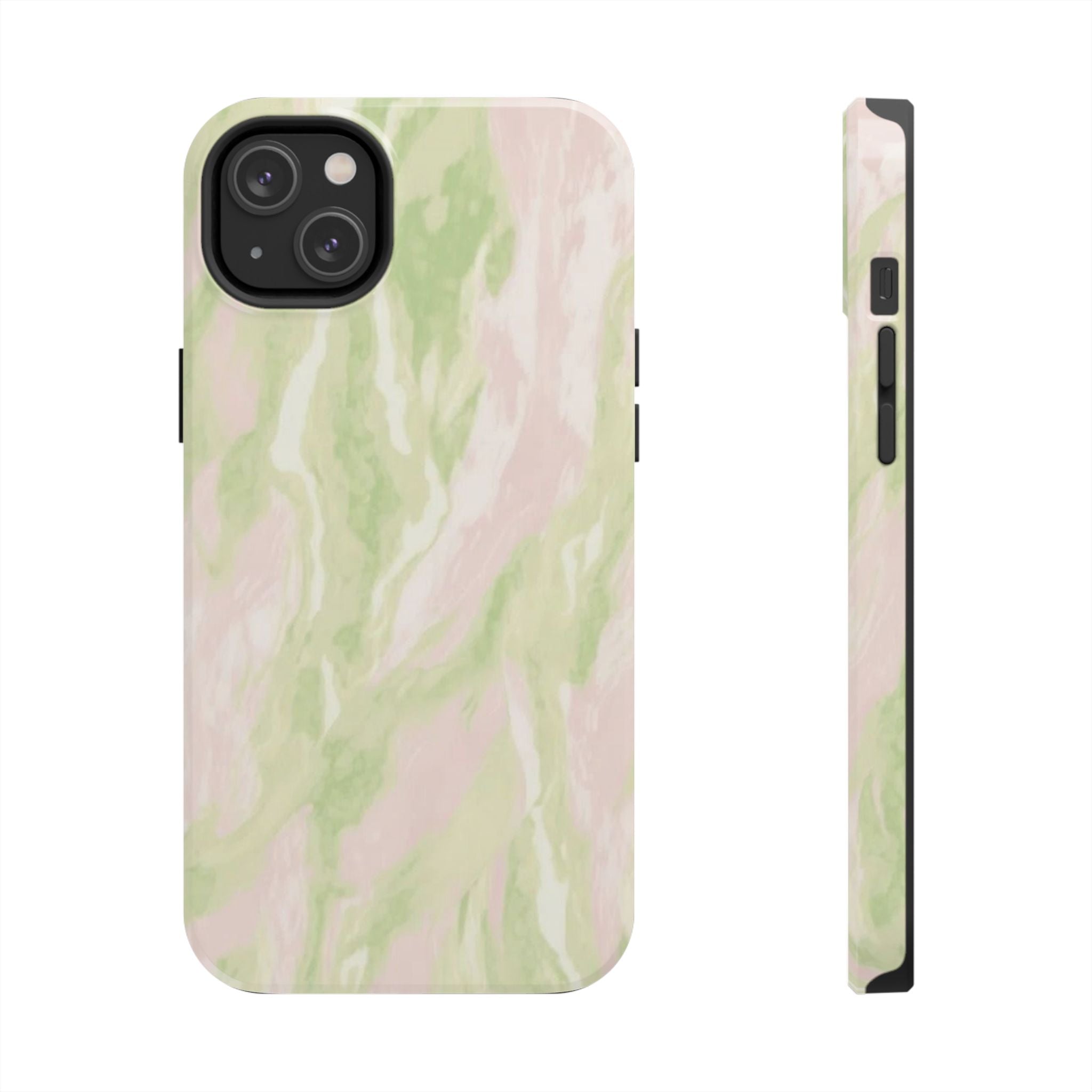 Pastel Marble Tough Phone Case — Pink & Sage Protective Phone Cover