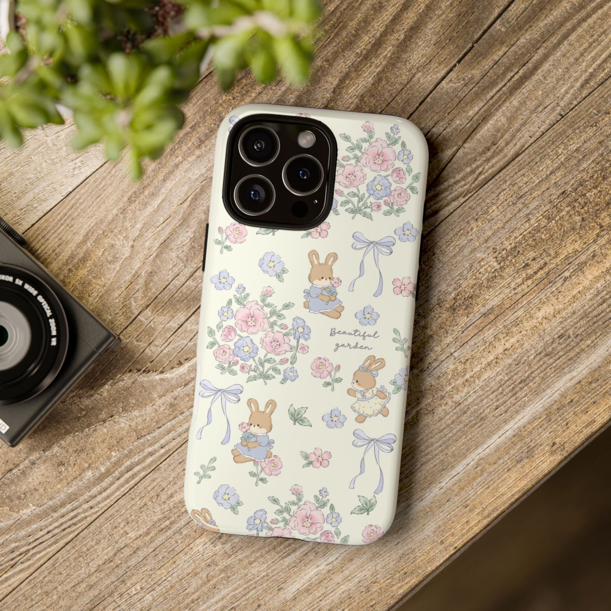 Floral Bunny Phone Case — "Beautiful Garden" Protective iPhone Cover